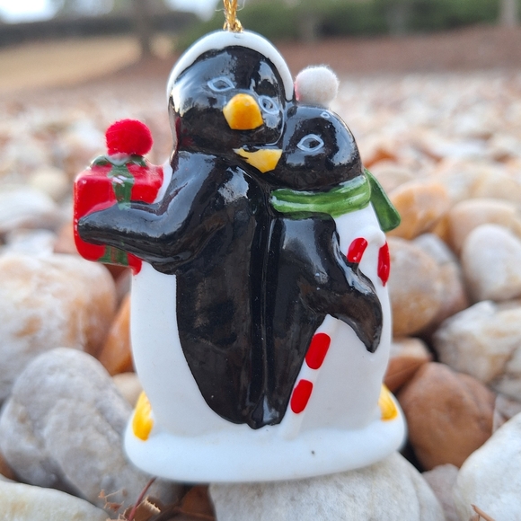 Penguin Christmas Ornaments Miniature Bell Hand and Blown Glass Set of 2 Vintage - Picture 12 of 15